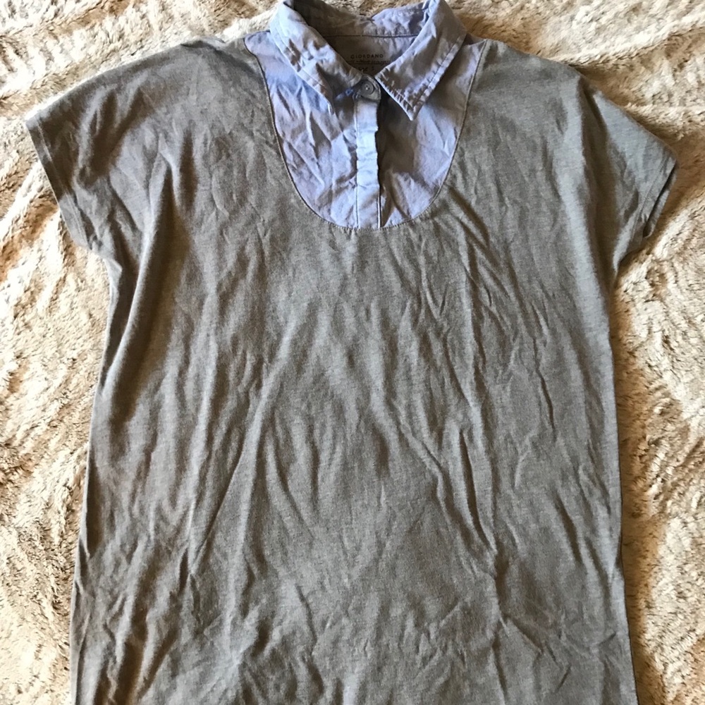 Giordano Gray Collared T-shirt Dress